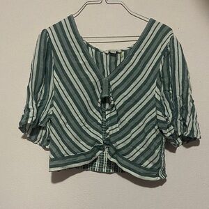 American Eagle Outfitters Green Striped Blouse